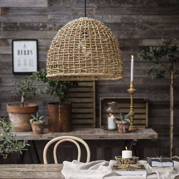 PR Home Lampada a sospensione da esterno Cebu, Lampakanay, Ø 57 cm, spina, IP44 Cebu, Legno chiaro