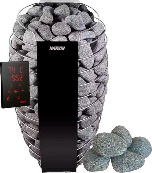 Set di pietre per sauna Harvia Spirit WiFi - 9 kW e pietre rotonde per sauna Harvia R-991