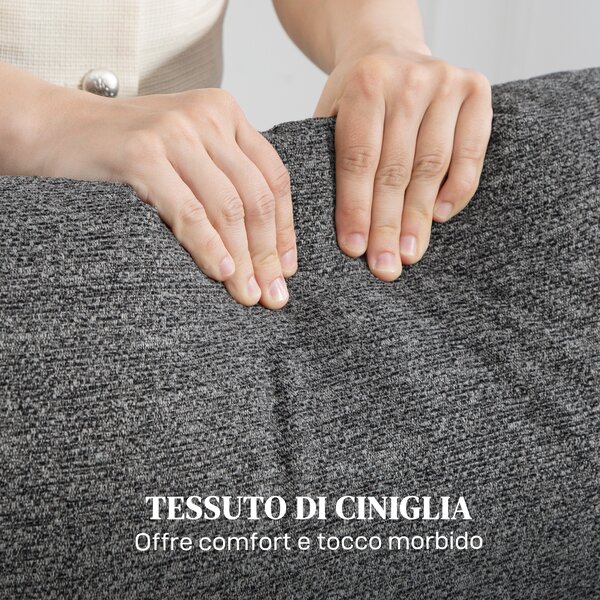 HOMCOM Divano 3 Posti Reclinabile in maniera Indipendente con Rivestimento in Ciniglia Grigia, 179x91x98 cm | Aosom Italy