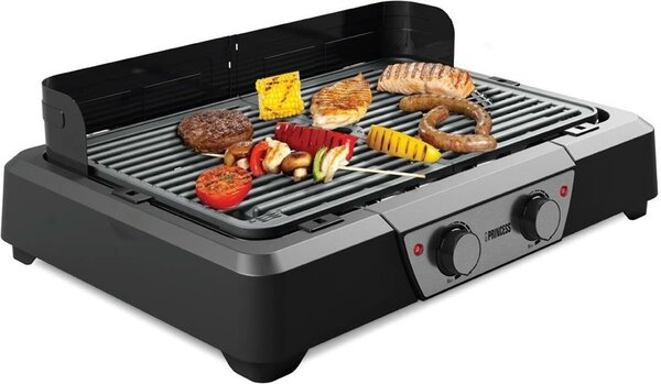 PRINCESS Griglia Elettrica Potenza 2000 Watt con Piastre Antiaderenti e Termostato Regolabile colore Nero - 01.112254.01.001