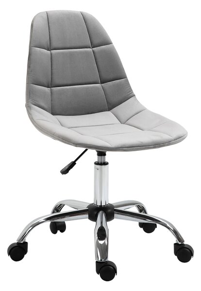 Vinsetto Sedia da Ufficio con Rotelle Girevole Ergonomica, Altezza Regolabile, Senza Braccioli, in Tessuto Effetto Velluto, Grigio | Aosom