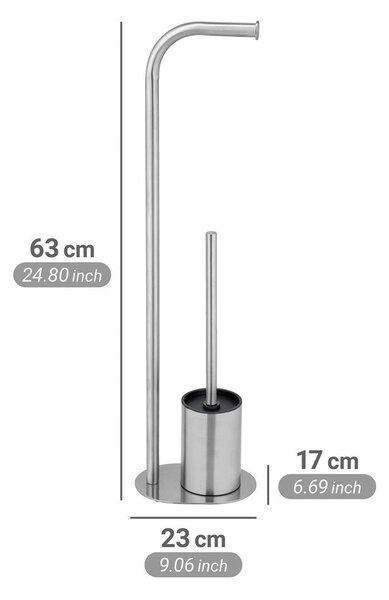 Porta carta igienica color argento opaco in acciaio inox con supporto con spazzola Levante – Wenko