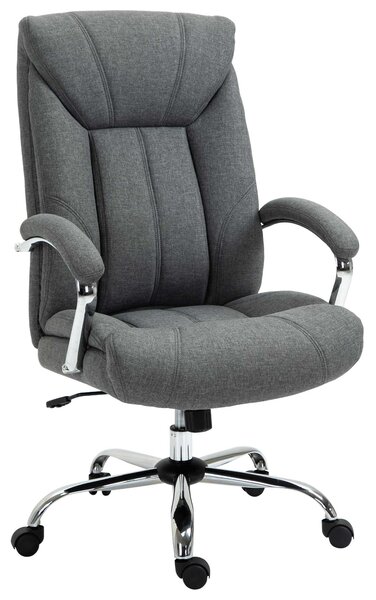 Vinsetto Sedia da Ufficio Imbottita e Girevole in Tessuto Traspirante, 65x78x110-120cm, Grigio