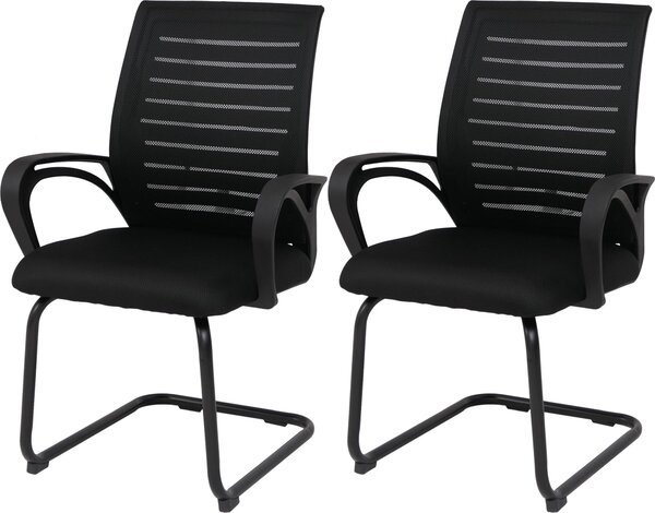 Set di 2 sedie da sala da pranzo HWC-K51, sedie con braccioli, tessuto/materiale tessile (250 g/m²) ~ nero, struttura nera