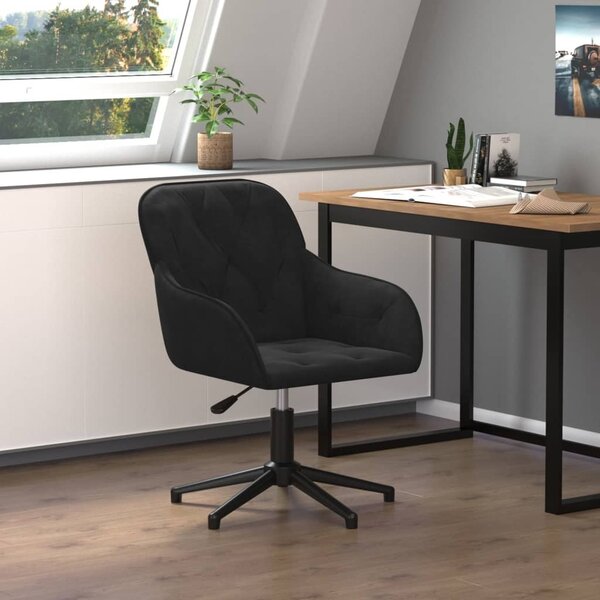 The Living Store Sedia da ufficio girevole in velluto nero