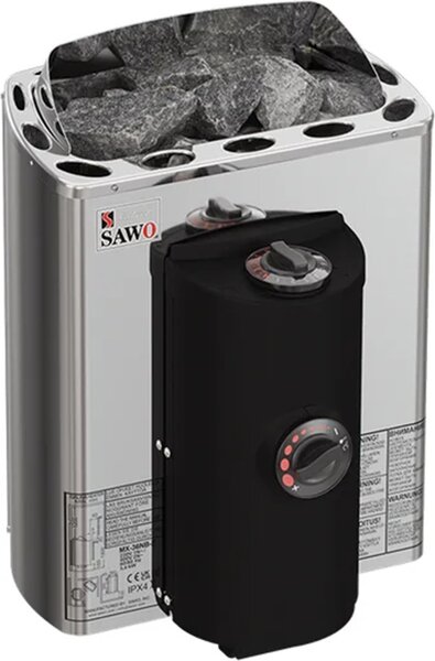 Stufe per sauna Sawo Mini X acciaio 2,3 kW | con comando integrato | MX-23NB-Z