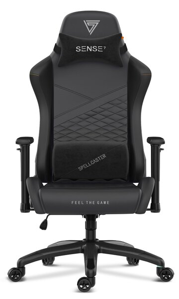 SENSE7 Spellcaster SENSHI XL Sedia da gaming in ecopelle nera - Sedia da ufficio ergonomica per persone di corporatura robusta, 160 kg, poltrona direzionale con imbottitura in schiuma a freddo e braccioli 2D