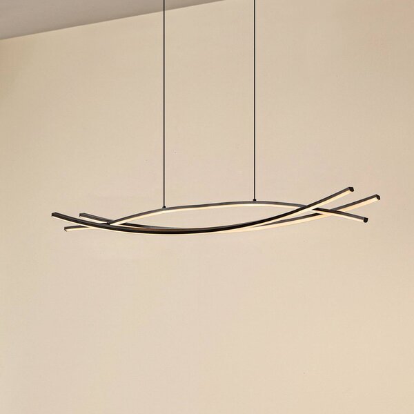 Lucande Lampada LED a sospensione Sayori, 98 cm, nera, dimmerabile Sayori Lucande,, Nero, Soggiorno / Sala da pranzo, Metallo, Moderno