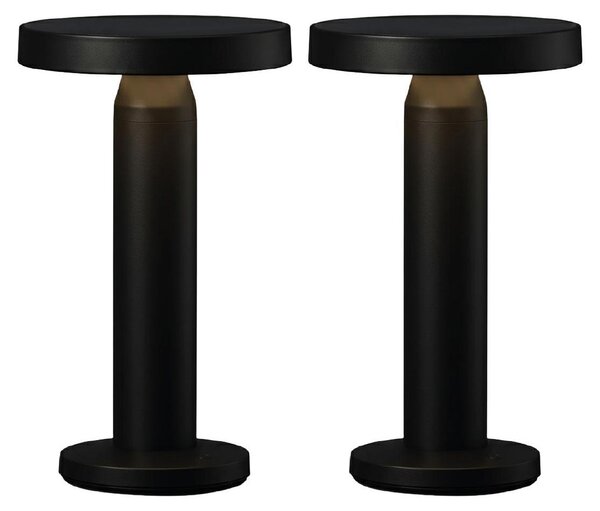 Luxus Europe - Lampada da tavolo solare Rio - Set da 2 pezzi, colore nero - Lampada da tavolo LED solare senza fili per esterni - Alimentazione a energia solare e ricarica tramite USB-C