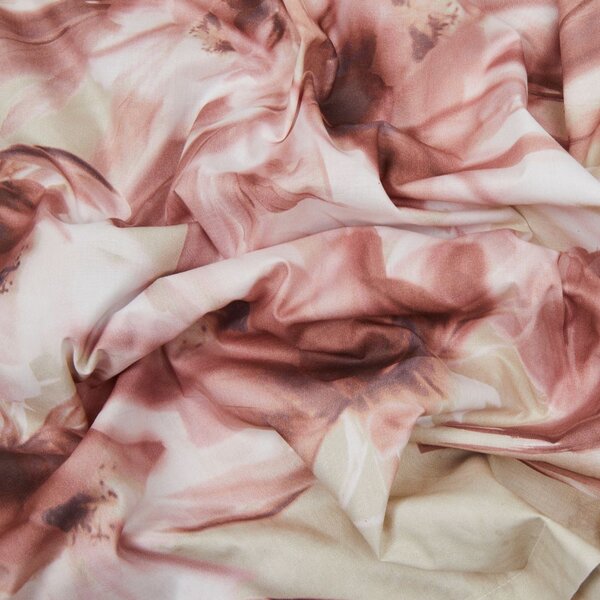 Completo Lenzuola In Percalle Lago-d'argento Matrimoniale - 250X290 175X205 + 2 Federe 50X80 Emporium Floreale Rosa Caleffi