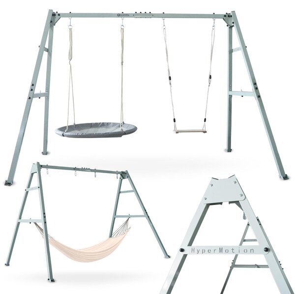 Altalena doppia con accessori - struttura in acciaio, nido per bambini, altalena, amaca