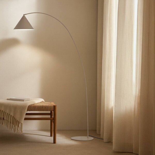 Lampada da terra Triangolo Lindby, Crema / Ambra, Soggiorno / Sala da pranzo, Metallo, Moderno, Lampada da terra