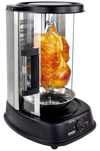 Syntrox Griglia per kebab con porta in acciaio inox nero "con accessori"