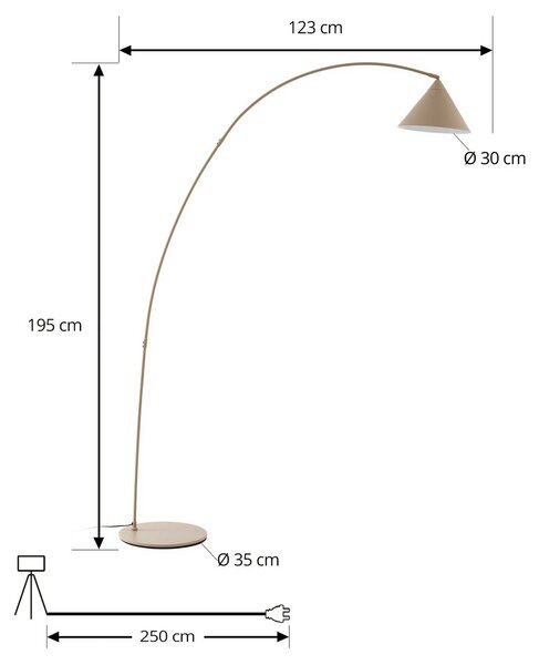 Lampada da terra Triangolo Lindby, Crema / Ambra, Soggiorno / Sala da pranzo, Metallo, Moderno, Lampada da terra