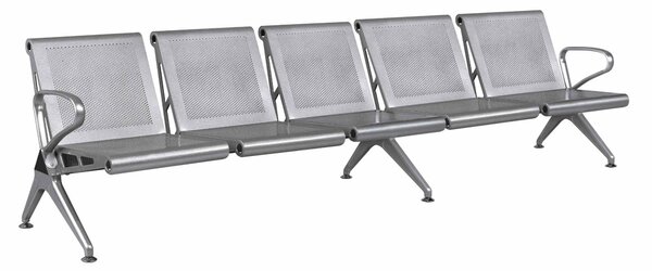 Panca di attesa INDOOR 5posti in acciaio microforato grigio Dimensioni 293x68 h78 cm Peso kg 48 in acciaio microforato con trattamento antiruggine colore Grigio