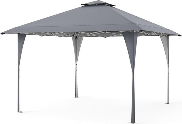Gazebo da giardino pop-up da 395 x 395 cm, gazebo pieghevole con telo parasole, robusti pali in metallo e tettoia ventilata, che offre ombra