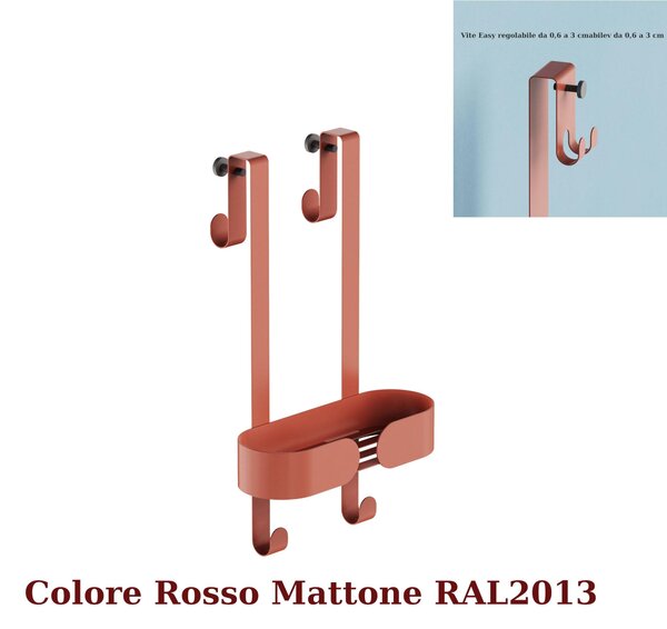 Griglia doccia a un Piano Dimensioni 25x15x h 47cm con 2 ganci Fissi x Asciugamani , Accappatoi inalterabile nel tempo colore rosso mattone