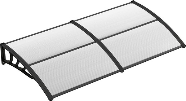 Tettoia per porta d'ingresso 199 x 99 cm, copertura in policarbonato e alluminio, tettoia per protezione dal sole, dalla pioggia e dal vento, tettoia a una falda per l'ingresso di casa, grigio