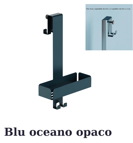 Griglia doccia a un Piano Dimensioni 25x15x h 47cm con 2 ganci Fissi x Asciugamani , Accappatoi inalterabile nel tempo colore blu Oceano Opaco