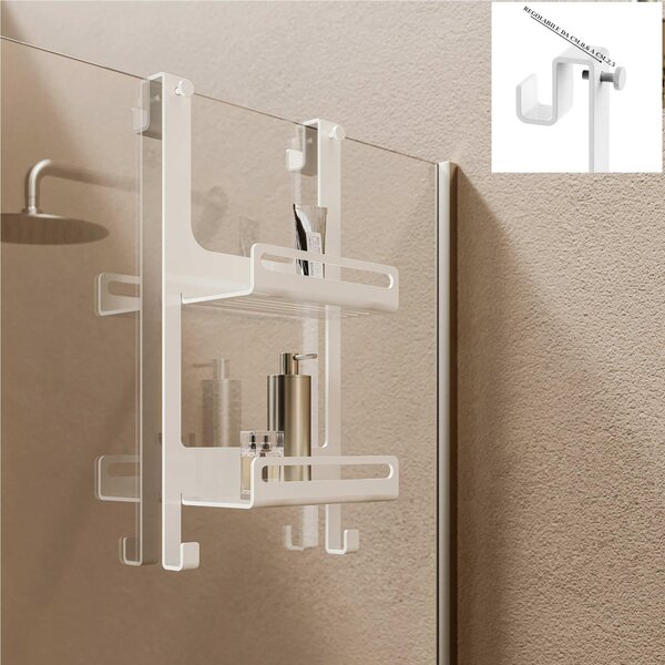 Griglia doccia Doppia In Plexiglass Bianco con ganci regolabili Dimensioni 30x13,5x h 58 cm con 2 ganci Fissi x Asciugamani , Accappatoi inalterabile nel tempo colore bianco