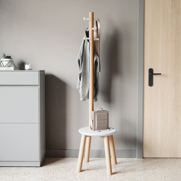 Appendino in legno bianco in gomma naturale Pillar - Umbra