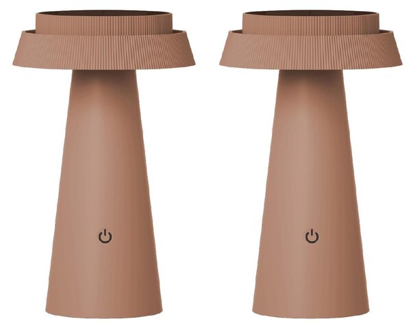 Luxus Europe - Lampada da tavolo solare Mambo - Set da 2 - Marrone moka - Lampada da tavolo solare LED per esterni, senza fili, alimentata a energia solare e ricaricabile tramite USB-C