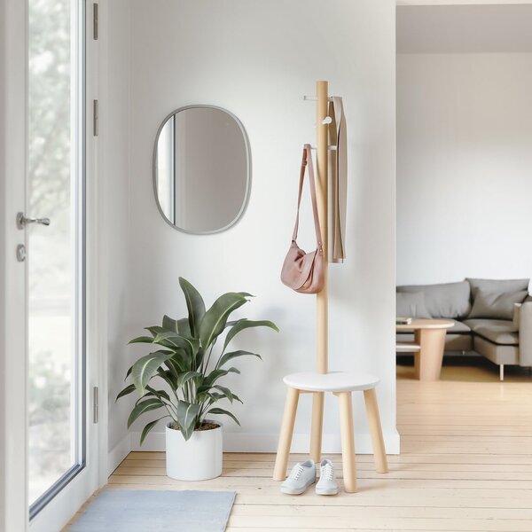 Appendino in legno bianco in gomma naturale Pillar - Umbra