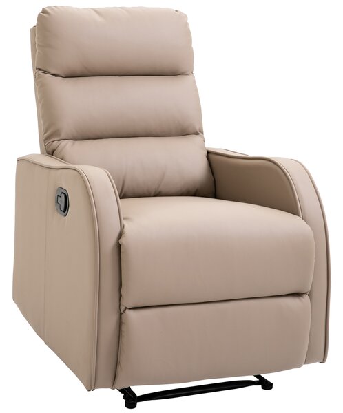 HOMCOM Poltrona Relax Manuale con Poggiapiedi e Reclinazione fino a 160°, Sedia in PU, 65x89x100cm, Marrone Chiaro | Aosom Italy