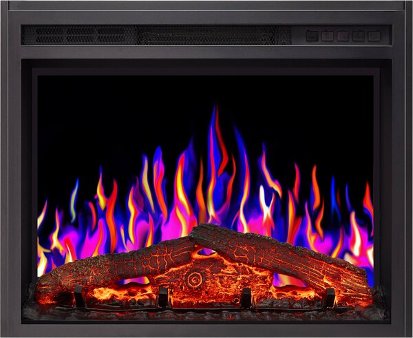 ArtiFlame Camino elettrico AF24 Multicolor Camino elettrico da incasso con funzione riscaldante 900/1800 W, effetto fiamma 3D realistico, illuminazione a LED, timer, nero