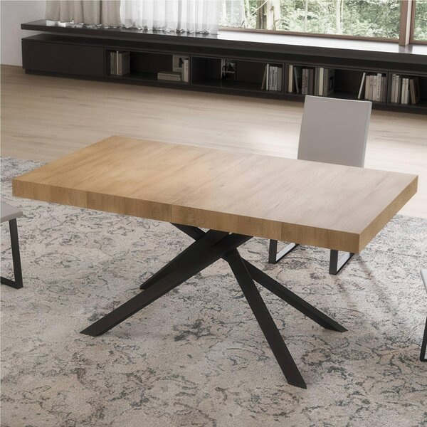 Tavolo Allungabile 160 cm con 2 allunghe NIKET Dimensioni 80x160xh77 cm estensibile fino a 244 cm Allunghe da 52 cm, gambe Antracite Tavolo colore Quercia natura