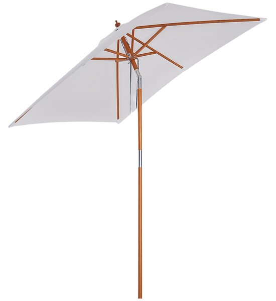 Outsunny Ombrellone da Giardino 2x1.5m Inclinabile con 6 Stecche, Apertura con Corda e Palo Centrale in Legno di Abete, Beige | Aosom