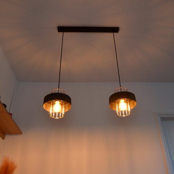 Lampadario LED a sospensione con filo VOLTA 2xE27/15W/230V nero/oro