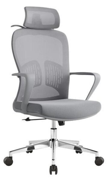 Sedia da ufficio ergonomica Baby Mix con poggiatesta e supporto lombare, grigia