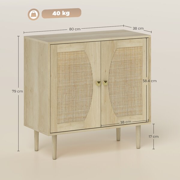 HOMCOM Buffet da cucina con doppia anta, 2 ripiani, in legno 80 x 38 x 79 cm | Aosom Italy