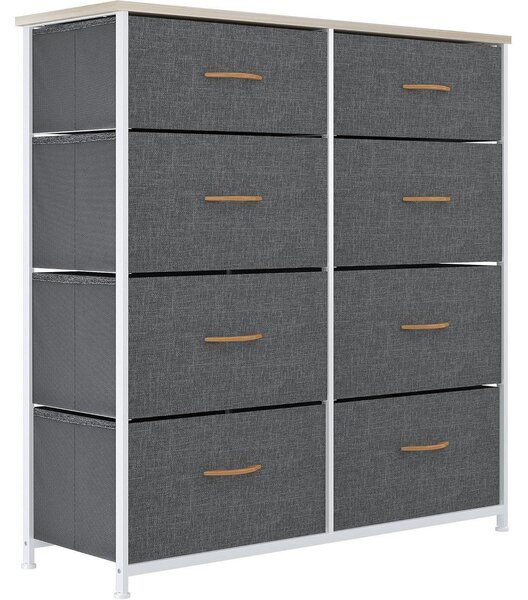 Comodino con 8 cassetti, colore grigio, dimensioni 86 x 30 x 90 cm, armadio contenitore in tessuto