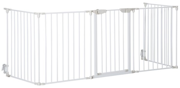 PawHut Cancellino per Cani Regolabile e Pieghevole con Chiusura Automatica e Blocco, 300x74.5 cm, Bianco | Aosom Italy