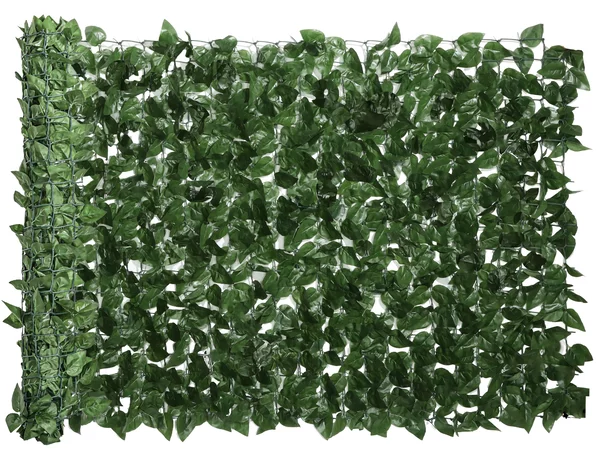 Outsunny Rotolo di Siepe Finta di Faggio per Balcone e Giardino in PE, 300x100 cm Siepe Artificiale con Foglie di Edera, Protezione UV, Verde Scuro | Aosom Italy