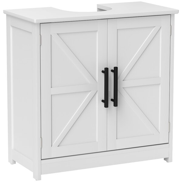 HOMCOM Mobile sottolavabo, con 2 ante magnetiche e ripiani, in stile country 60 x 30 x 60 cm, Bianco | Aosom Italy