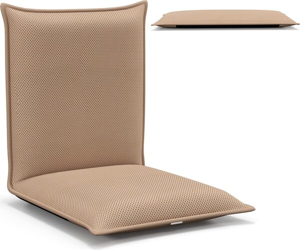 Poltrona pieghevole con schienale regolabile in 6 posizioni, poltrona reclinabile, poltrona imbottita (beige)