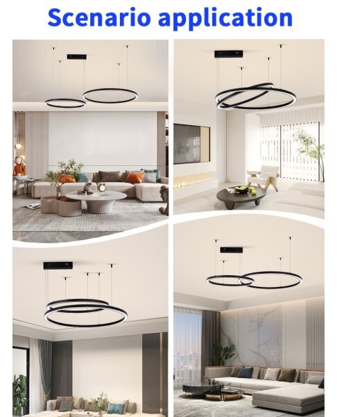 Immax NEO 07216L - Lampadario LED dimmerabile FINO 93W/230V 60/80cm nero Tuya+RC