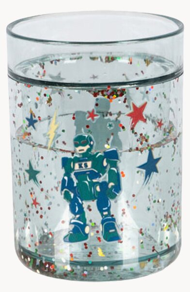 Set di 2 bicchieri glitterati per bambini Hero Robot