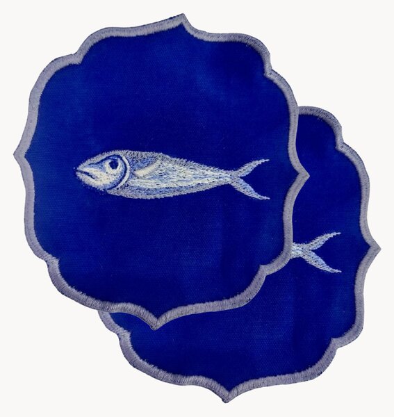 Set di 2 tovaglioli ricamati Fish