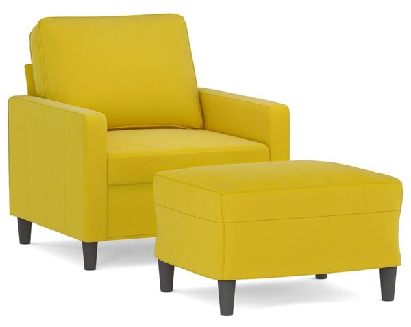 Poltrona con Poggiapiedi Giallo 60 cm in Velluto