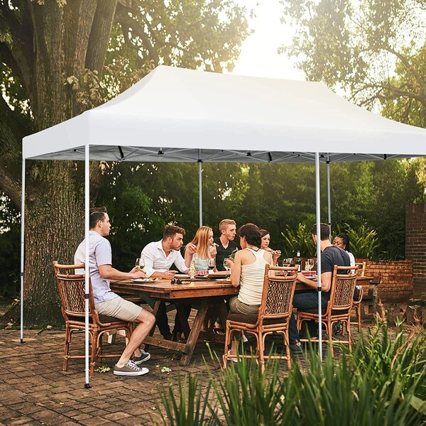 Gazebo da giardino 3x6 m, tenda pieghevole e regolabile in altezza, tenda da giardino con struttura in metallo e 3 ruote, gazebo pieghevole con borsa per il trasporto, gazebo pop-up per mercatini, feste, matrimoni e festival