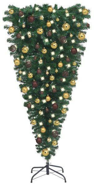 VidaXL Albero di Natale Artificiale Capovolto con LED e Palline 180 cm