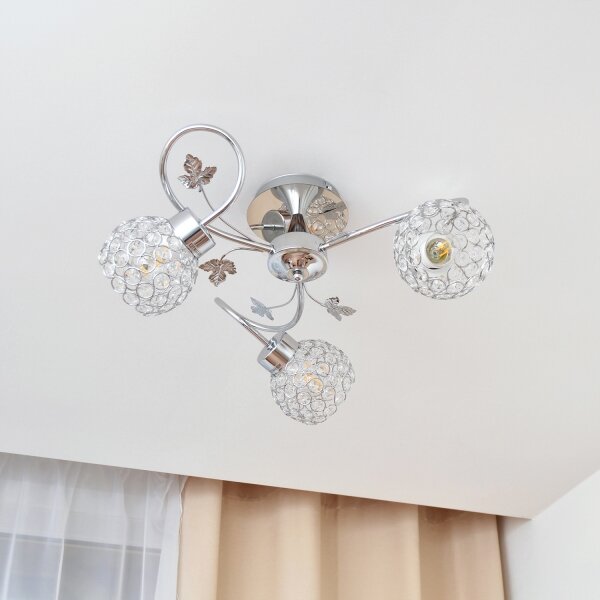 Lampadario a plafone SOPHIA 3xE27/15W/230V cromo lucido/limpido