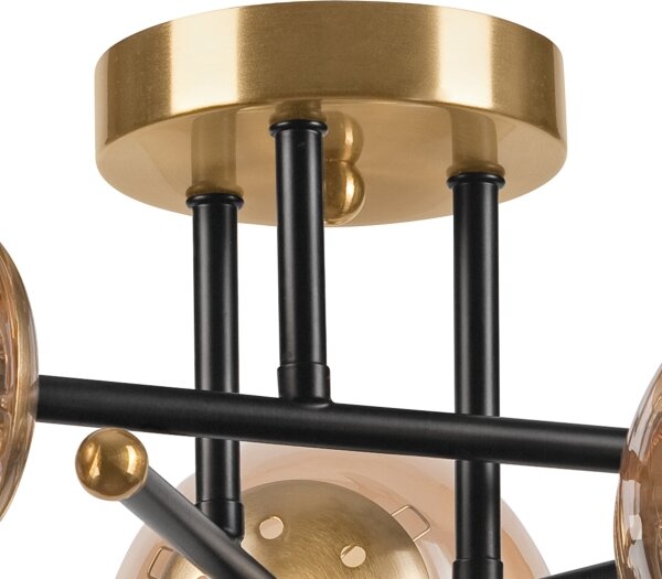 Lampadario a plafone MALENA 3xE14/5W/230V oro/nero/fumé beige