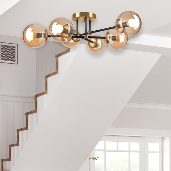 Lampadario a plafone MALENA 6xE14/5W/230V oro/nero/fumé beige