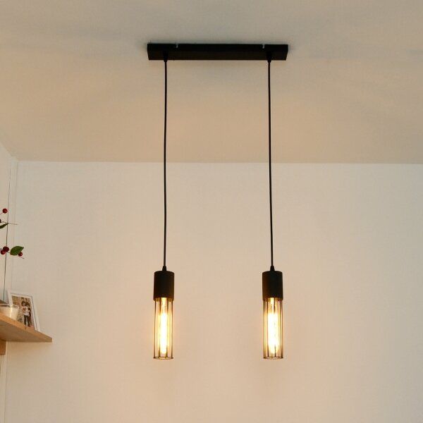 Lampadario a sospensione con filo MELODY 2xE27/15W/230V nero