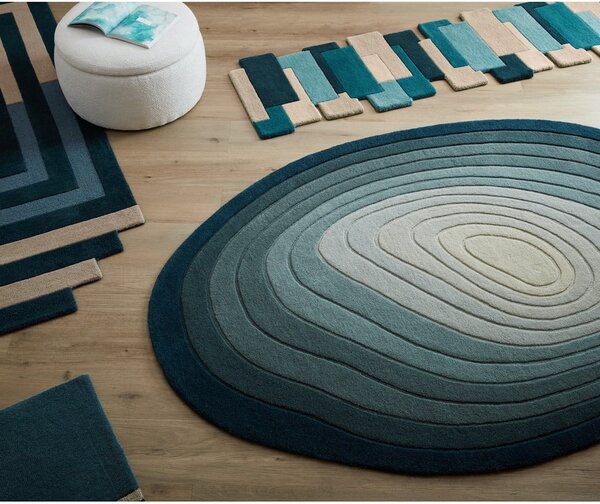 Tappeto blu in lana 160x230 cm Puddle Ombre Wool - Flair Rugs